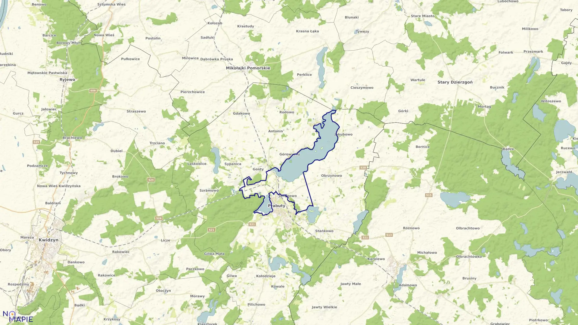 Mapa obrębu Julianowo w gminie Prabuty