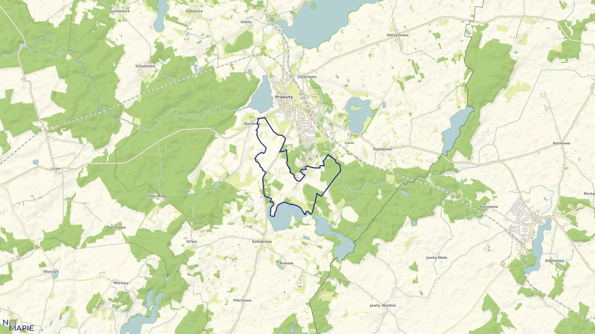 Mapa obrębu Stary Kamień w gminie Prabuty