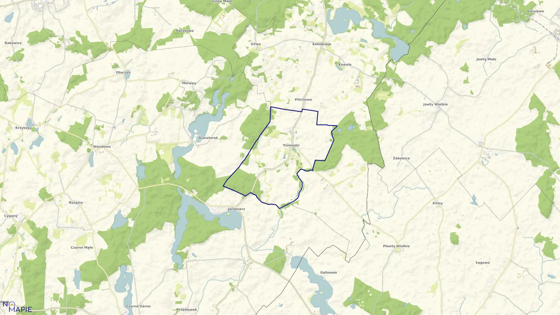 Mapa obrębu Trumiejki w gminie Prabuty